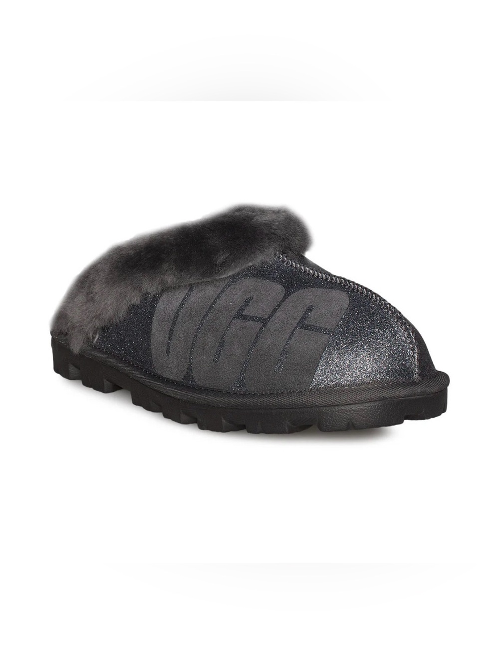 Ugg Coquette Sparkle Charcoal Glitter Fur Slippers